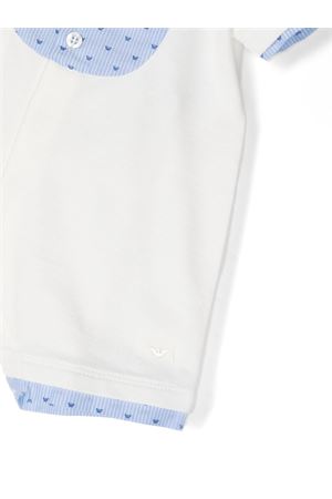 Tutina in cotone bianco e blu EMPORIO ARMANI KIDS | 3DND13NJ0XZF742